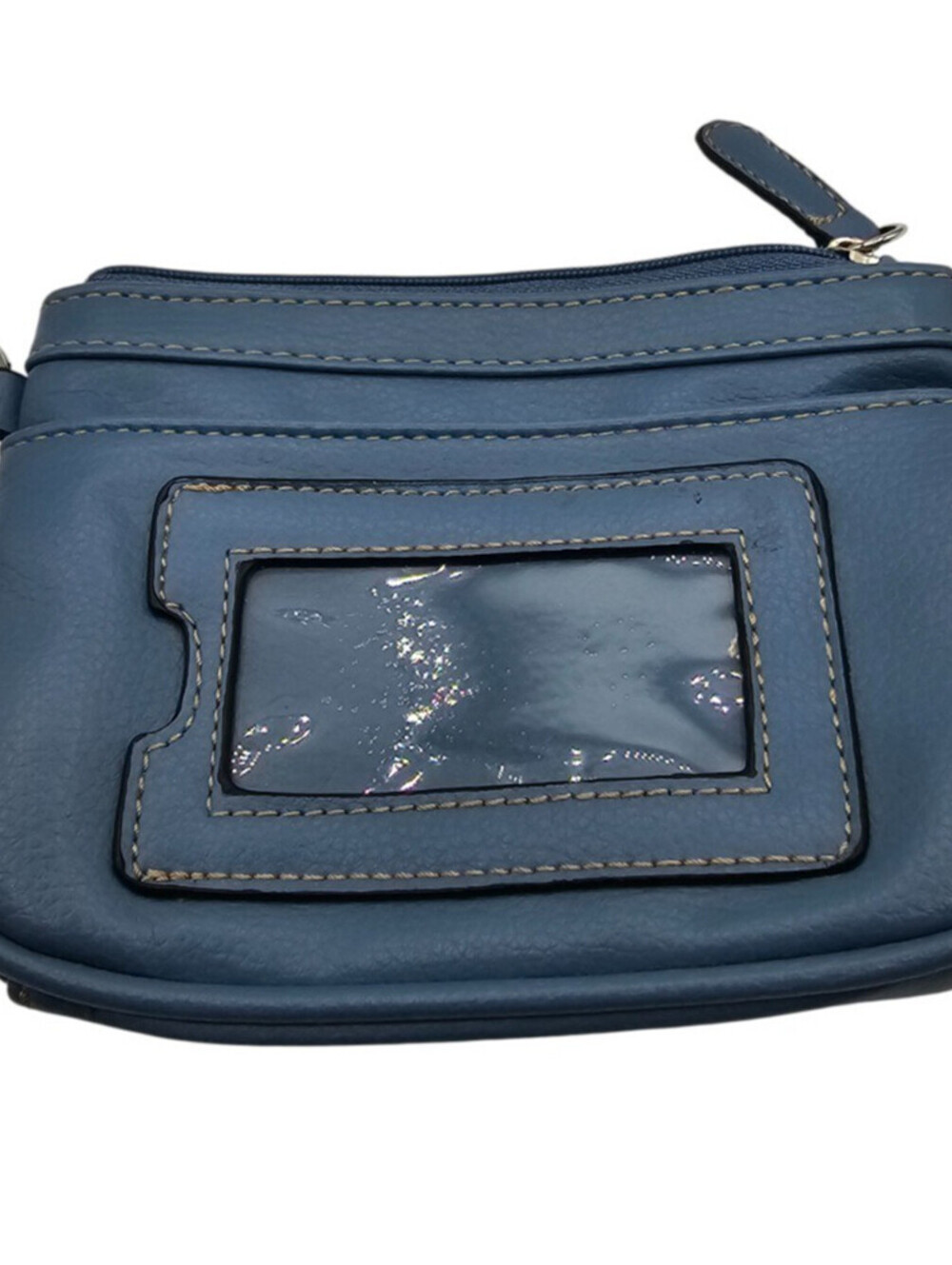 Croft & Barrow Womens Keychain Style Wallet ID Holder Slate Blue Faux Leather